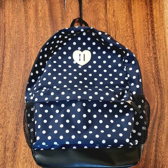 Eastsport - Lightweight Daypack / Backpack - Navy Blue, Black, & White Polka Dot - Picture 2 of 11